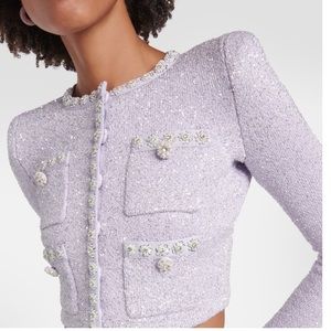 - SELF PORTRAIT purple lurex knit cardigan